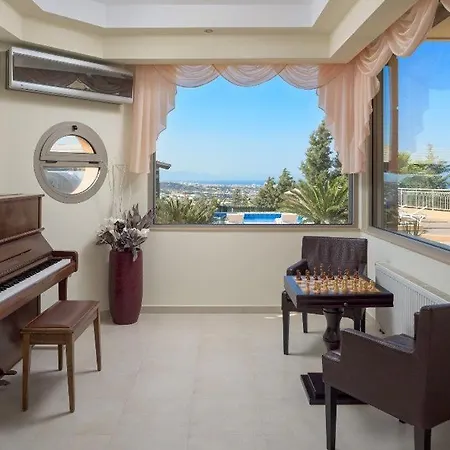 Luxury Rhodes Villa Aegean Blue Sea View Private Pool 4 Bdr Koskinou Villa *